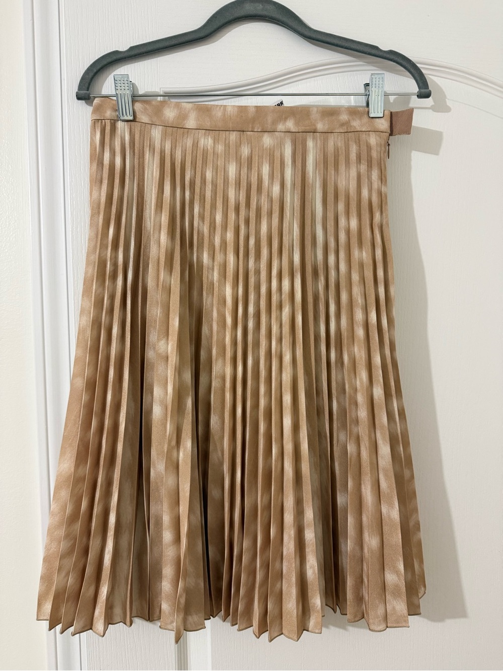 Burberry Pleated A-Line Skirt in Camel Tan